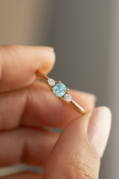 Aquamarine Cushion Ring Rings by Sami Jewels
