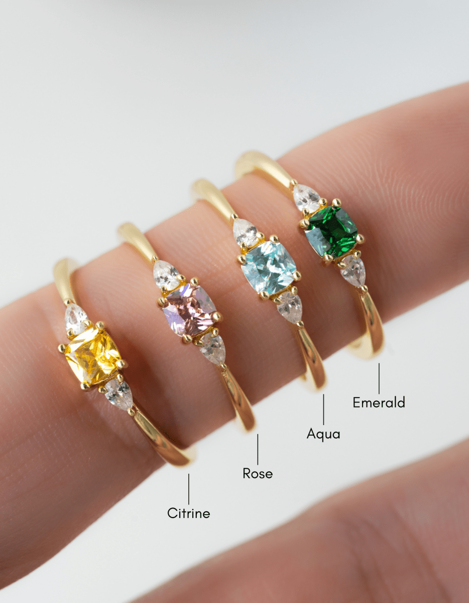Aquamarine Cushion Ring Rings by Sami Jewels