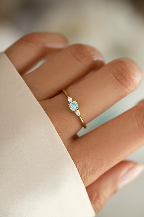 Aquamarine Cushion Ring