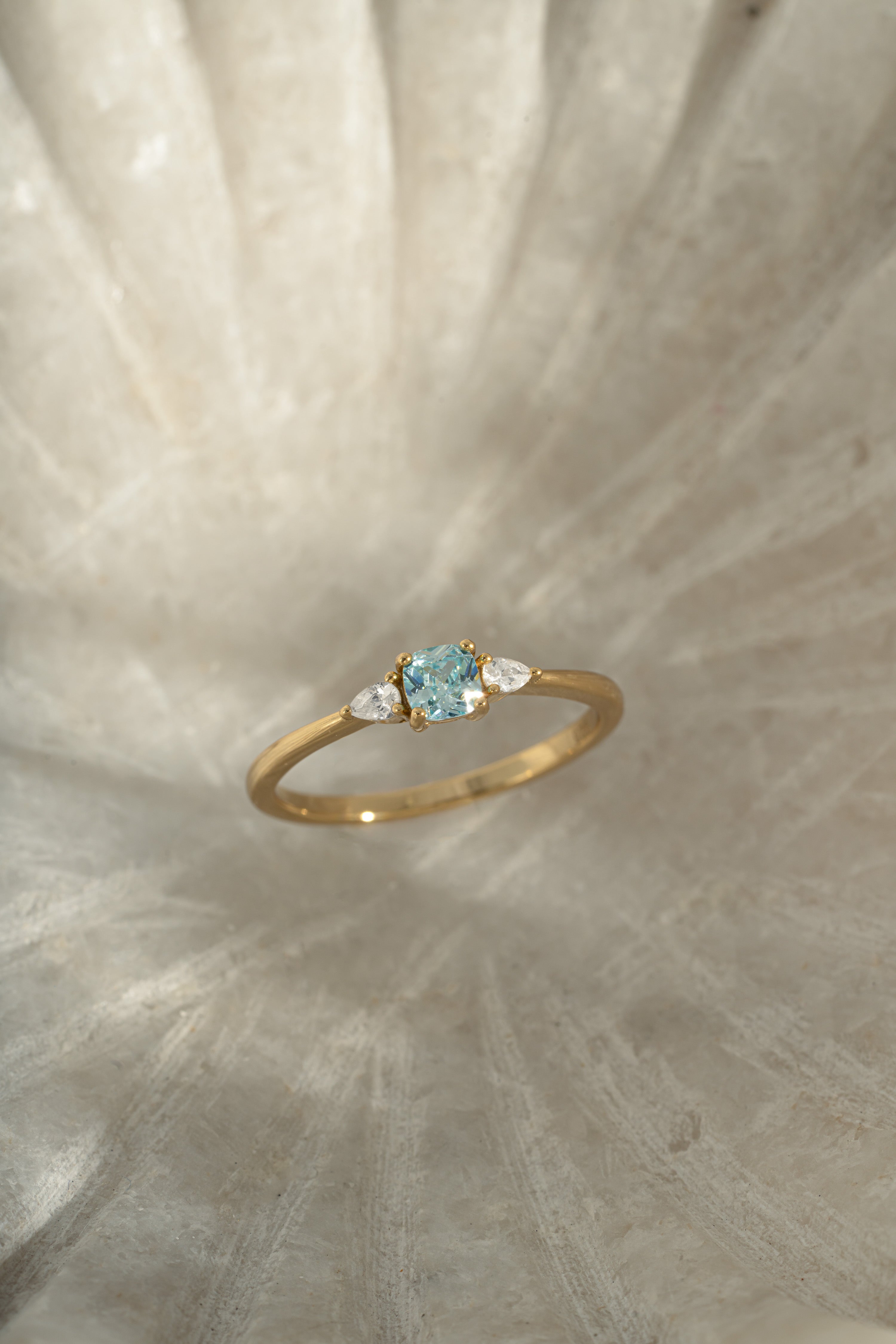 Aquamarine Cushion Ring