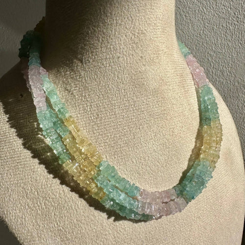 Aquamarine Heishi Pastel Gem Necklace