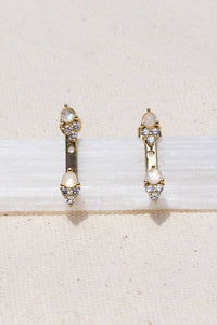 ARIA EAR JACKETS- RAINBOW MOONSTONEARIA EAR JACKETS- LABRADORITE + 14K GOLD VERMEIL