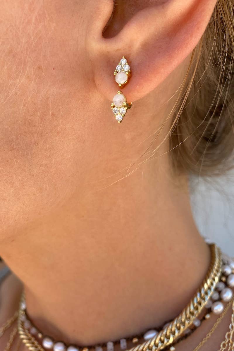 ARIA EAR JACKETS- RAINBOW MOONSTONEARIA EAR JACKETS- LABRADORITE + 14K GOLD VERMEIL