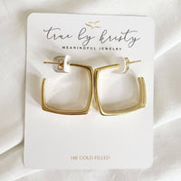 Aries Geometric Square Gold Filled Hoops Earrings