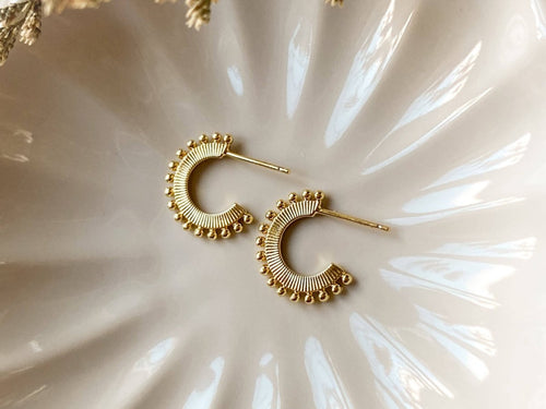 Atlas Studded Hoops - Elegant 14K Gold-Plated Earrings