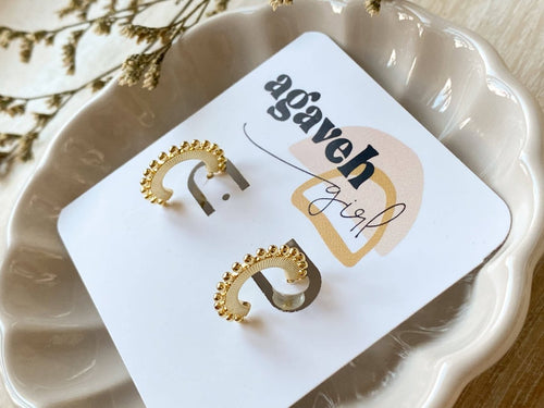 Atlas Studded Hoops - Elegant 14K Gold-Plated Earrings