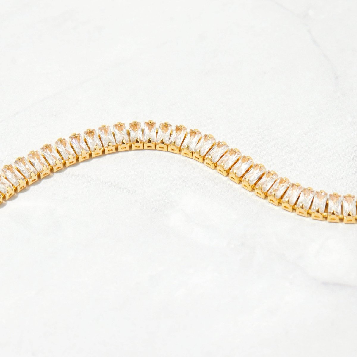 Baguette Tennis Bracelet: 6.5" + 0.5" Ext. / Gold