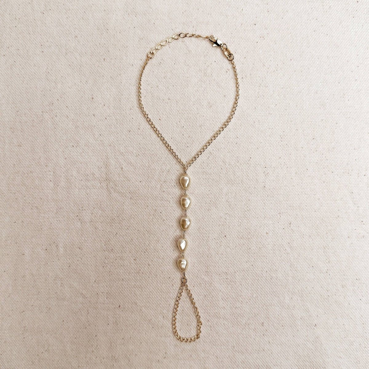 Baroque Pearl Hand Chain by GoldFi