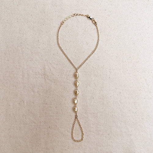 Baroque Pearl Hand Chain by GoldFi