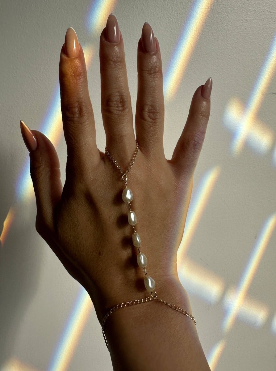 Baroque Pearl Hand Chain by GoldFi