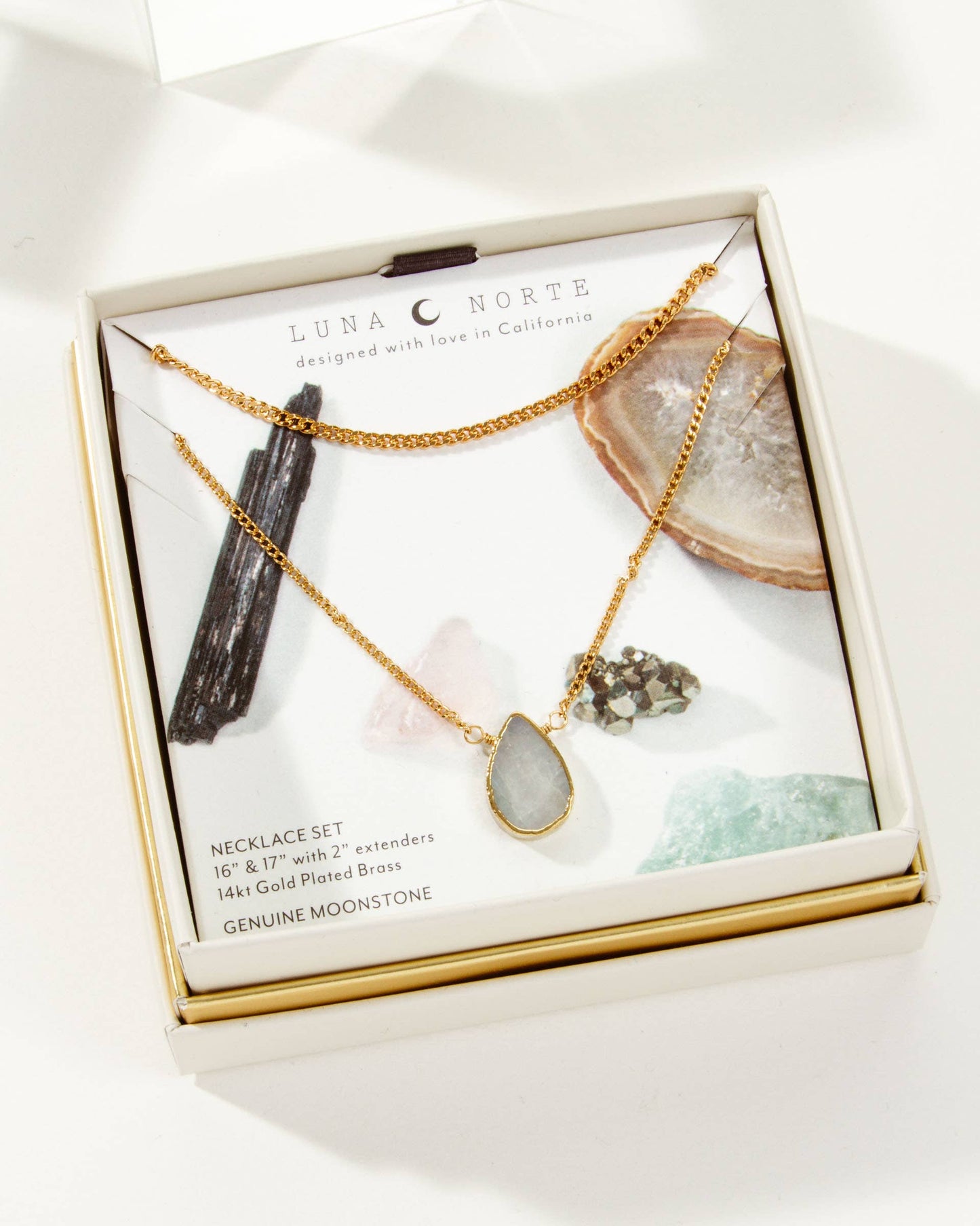 Layered Gemstone Necklace Set - Moonstone