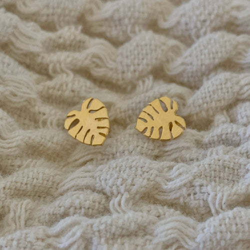 Beachside Monstera Leaf Stud Earrings for Tropical Style