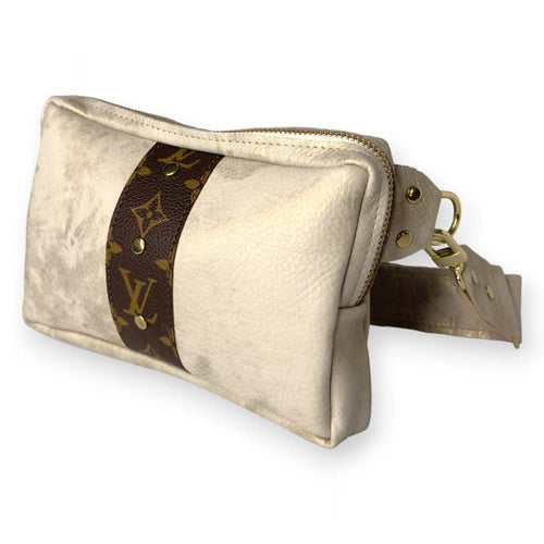 Bella Belt Bag In Stone Leather | Upcycled LV