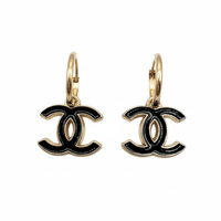 Black CC 14K Gold Filled Hoop Earrings