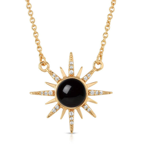 Black Onyx Gemstone Starburst Necklace