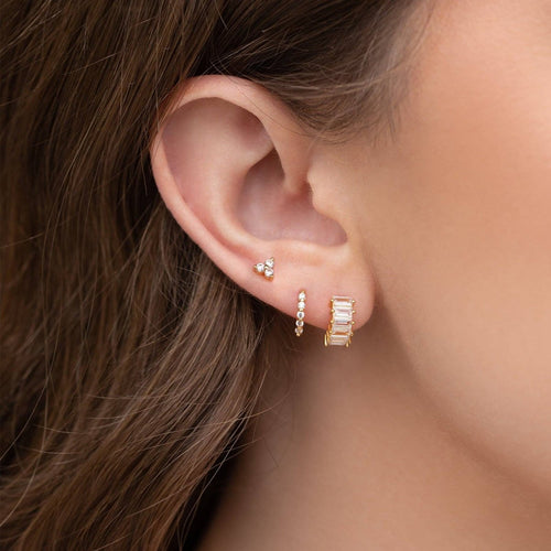Bling Baguette Huggie Hoops: Gold by Girls Crew