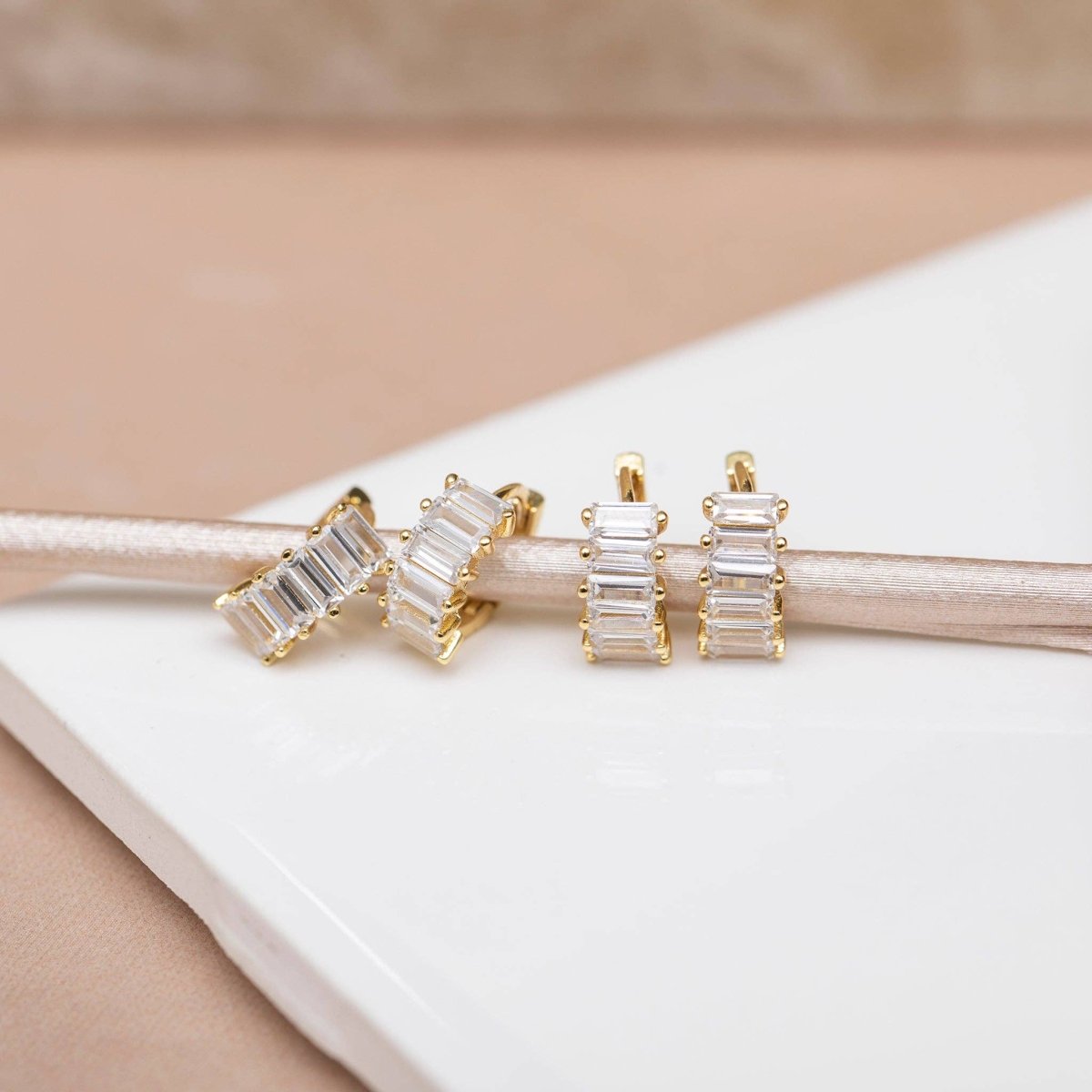 Bling Baguette Huggie Hoops: Gold by Girls Crew