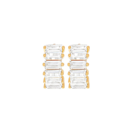 Bling Baguette Huggie Hoops: Silver by Girls Crew