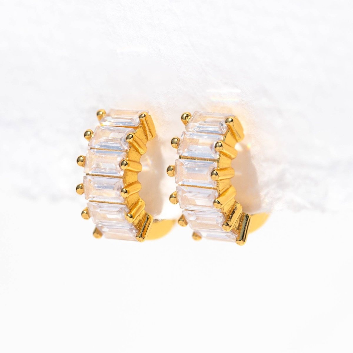 Bling Baguette Huggie Hoops: Silver by Girls Crew