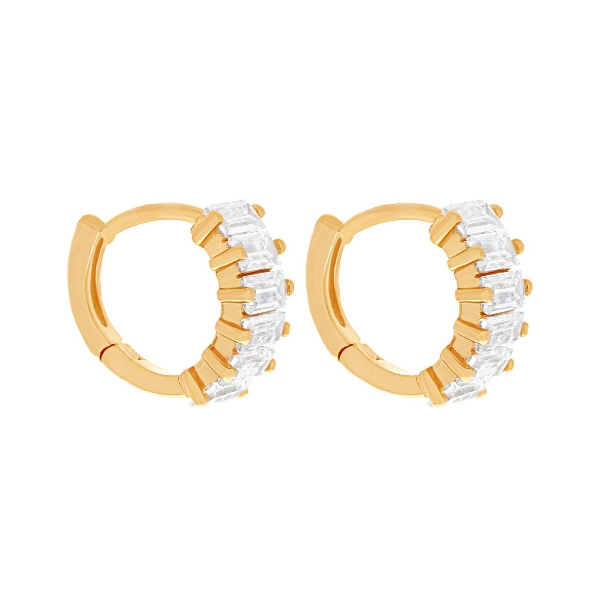Bling Baguette Huggie Hoops: Silver by Girls Crew
