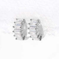Bling Baguette Huggie Hoops: Silver