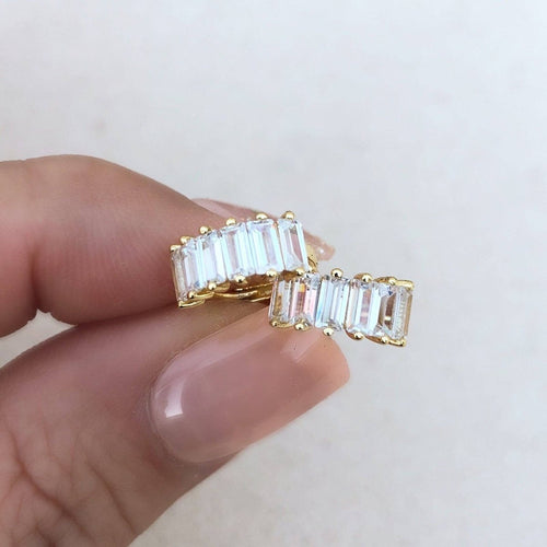 Bling Baguette Huggie Hoops: Silver by Girls Crew