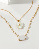 Blooming Druzy Gemstone Layered Necklace Set for Elegance