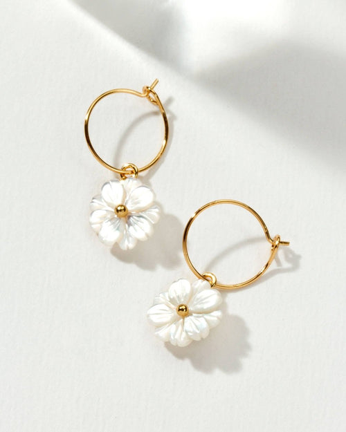 Blooming Hoop Earring with Mother-of-Pearl Daisy Detail