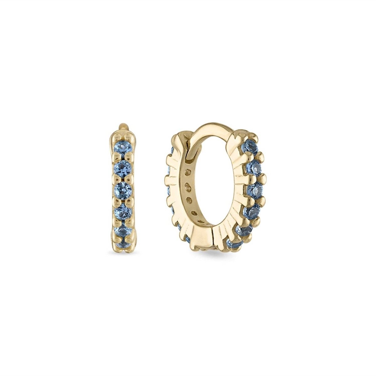 Blue CZ Sapphire Huggie Earrings by Emily Volaski