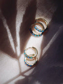 Blue Opal Huggie Hoop Earrings - Kehaulani: Size 1 - 10mm
