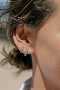 Blue Opal Huggie Hoop Earrings - Kehaulani: Size 1 - 10mm