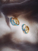 Blue Opal Huggie Hoop Earrings - Kehaulani: Size 1 - 10mm