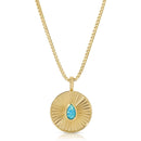 Blue Opal Radiant Coin Pendant Necklace