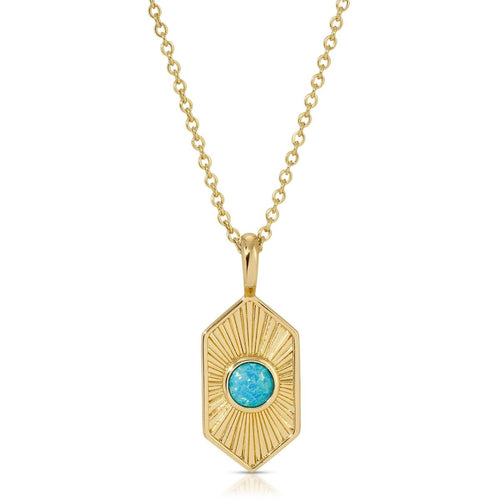 Blue Opal Radiant Hexagon Pendant
