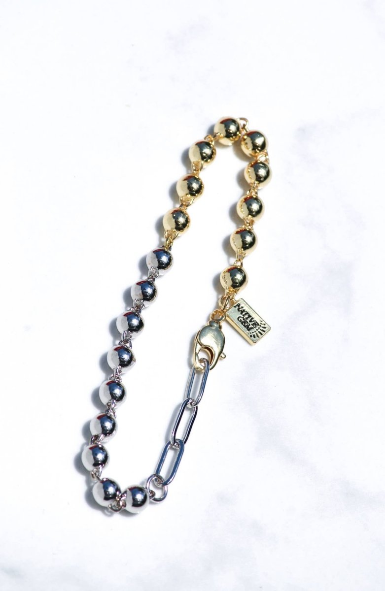 BOCCE BRACELET- DUO MIXED METAL BALL CHAIN