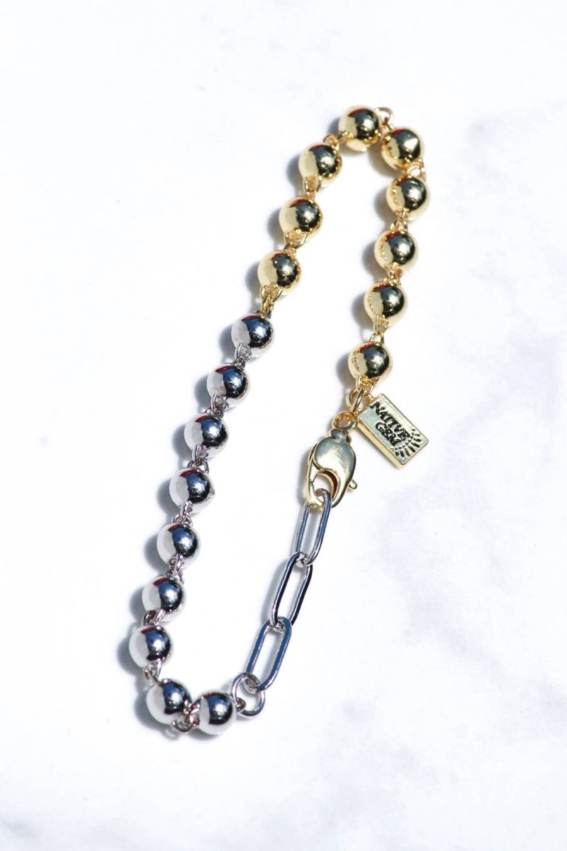 BOCCE BRACELET- DUO MIXED METAL BALL CHAIN