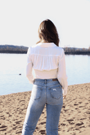 Bridal Bay White Cinched Long Sleeve Blouse - FINAL SALE