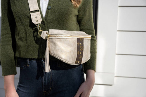 Britt Belt Bag In Stone Leather | Upcycled LV