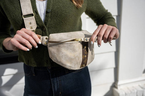 Britt Belt Bag In Stone Leather | Upcycled LV