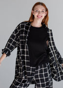 Button Down Tunic Black and White Plaid