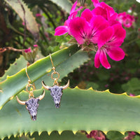 By The Horns Blue Dangle Earrings for Elegant Style
