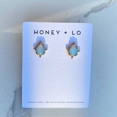 Calypso Opal Teardrop Studs by Kismet Showroom
