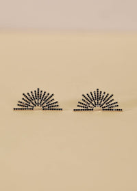 Celestial - Black Sunburst - Gold Earrings for Elegance