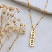 Celestial Moon Phase Necklace in 18K Gold Plating