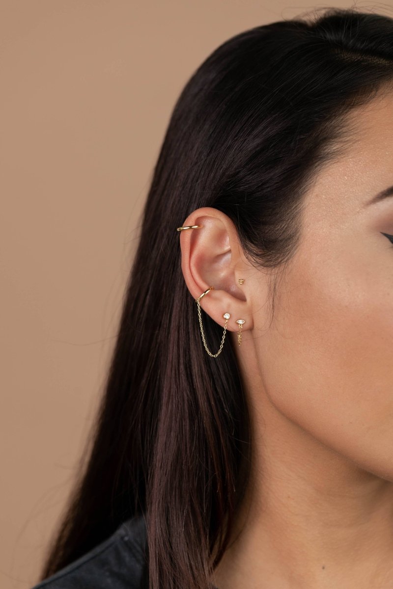 Chandra Chain Huggie Gold Earrings