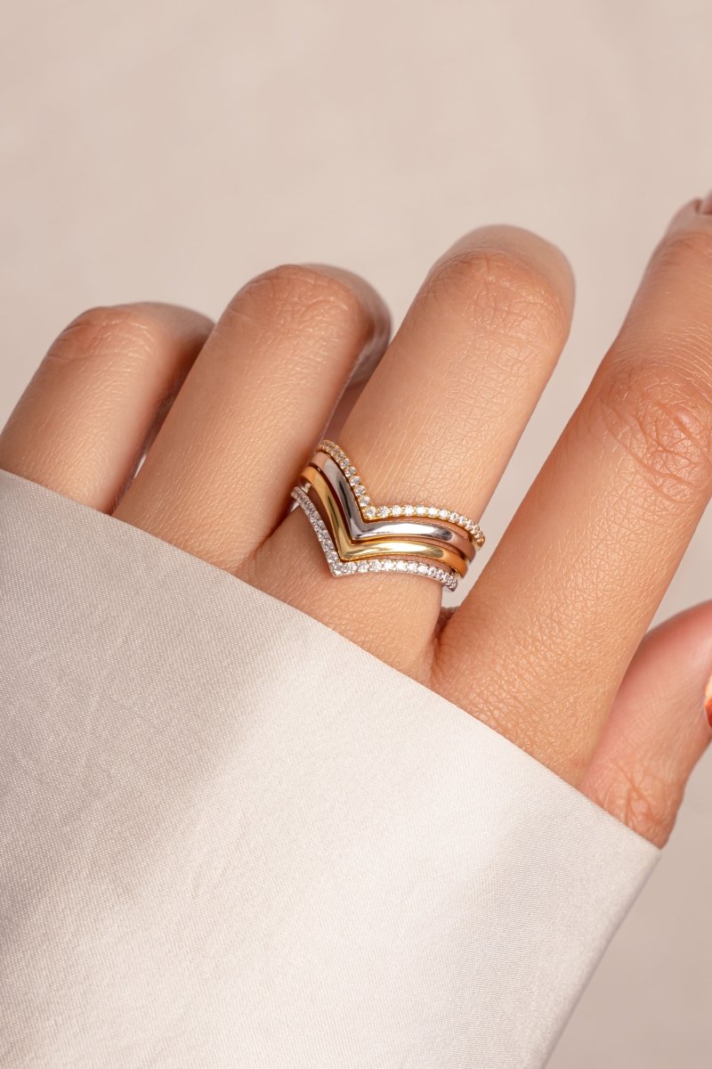 Chevron Ring Set Rings by Sami Jewels