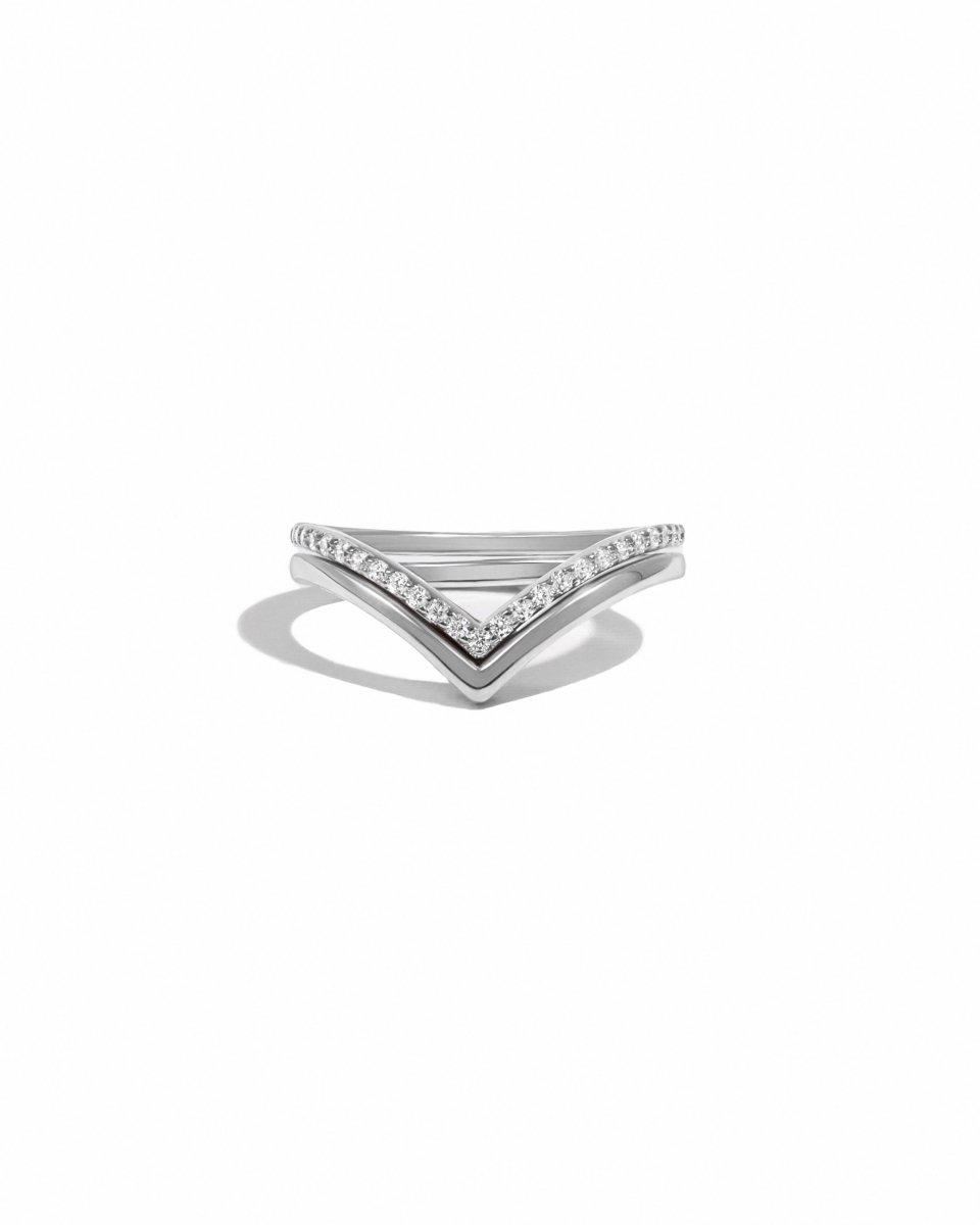 Chevron Ring Set Silver Rings by Sami Jewels