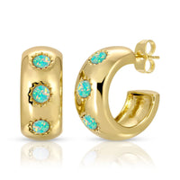 Chunky Stone Hoops- Seafoam Opal