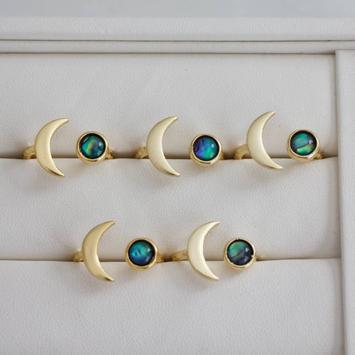 Ciara Abalone Crescent Ring Adjustable Elegant Jewelry