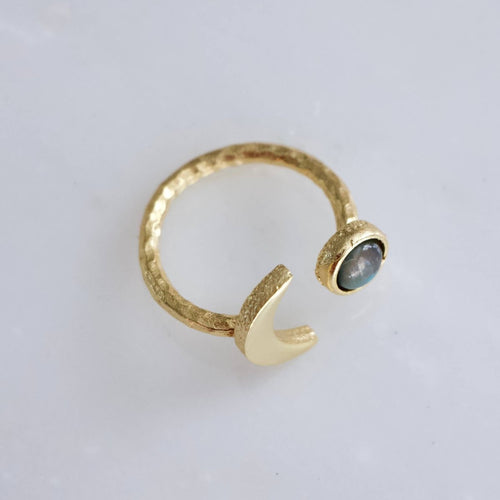 Ciara Abalone Crescent Ring Adjustable Elegant Jewelry